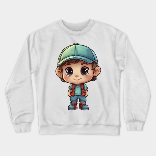Cute Happy Camper Kid Crewneck Sweatshirt by koolteas